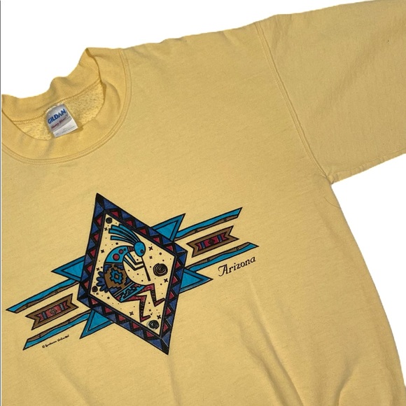 Yellow Arizona Tribal Screenprint Crewneck Sweater - Picture 3 of 4